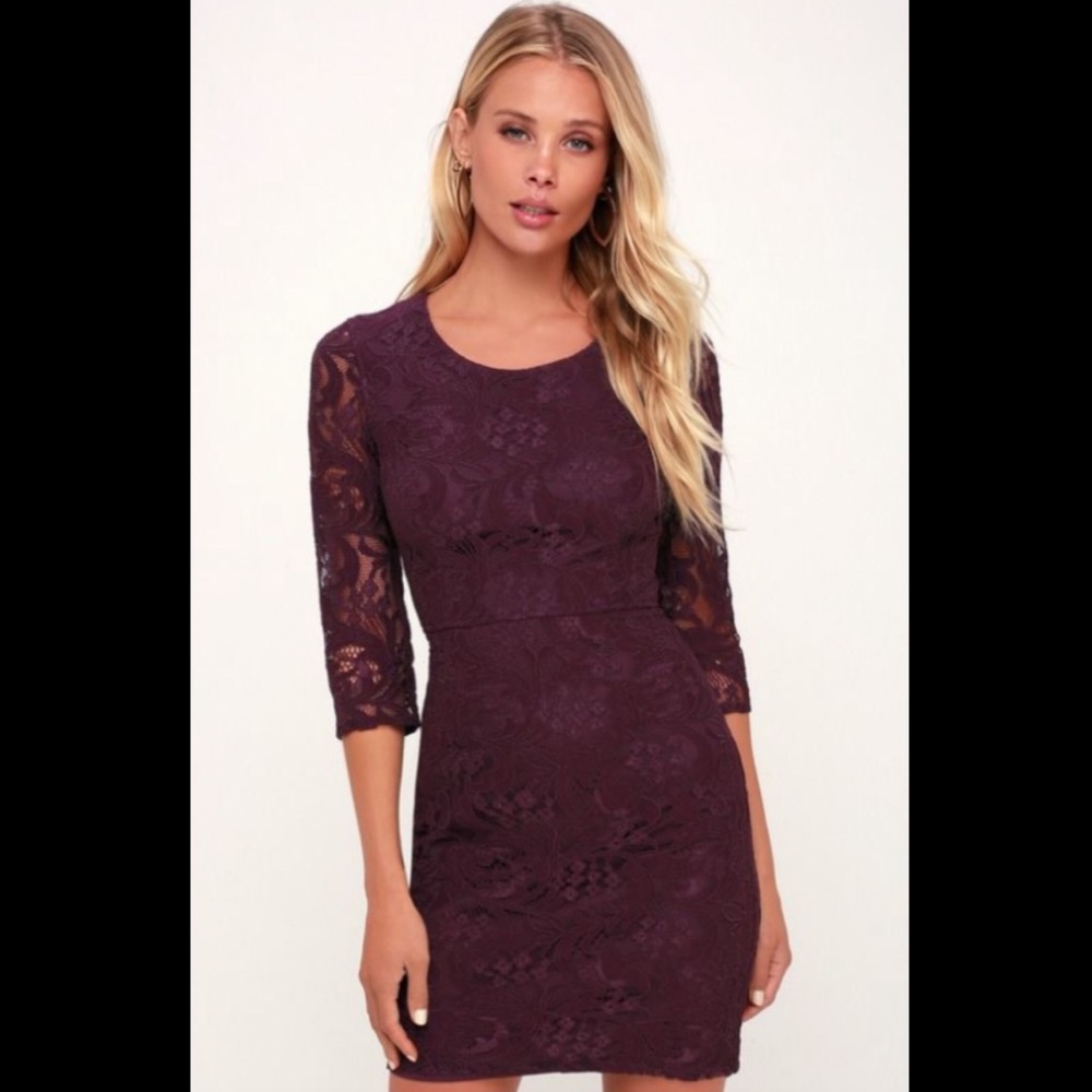NWOT || All For You Dark Purple Lace Bodycon Dress